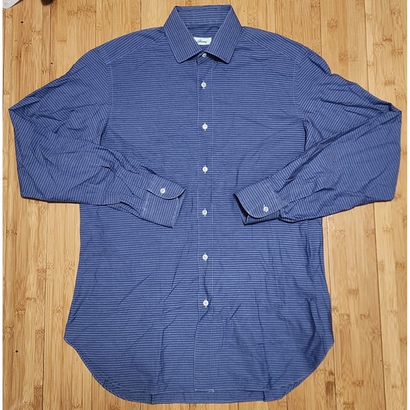 Brioni Other - Brioni Dress Shirt Mens 15.5-39 Striped Blue White Button Up Preppy Formal Italy